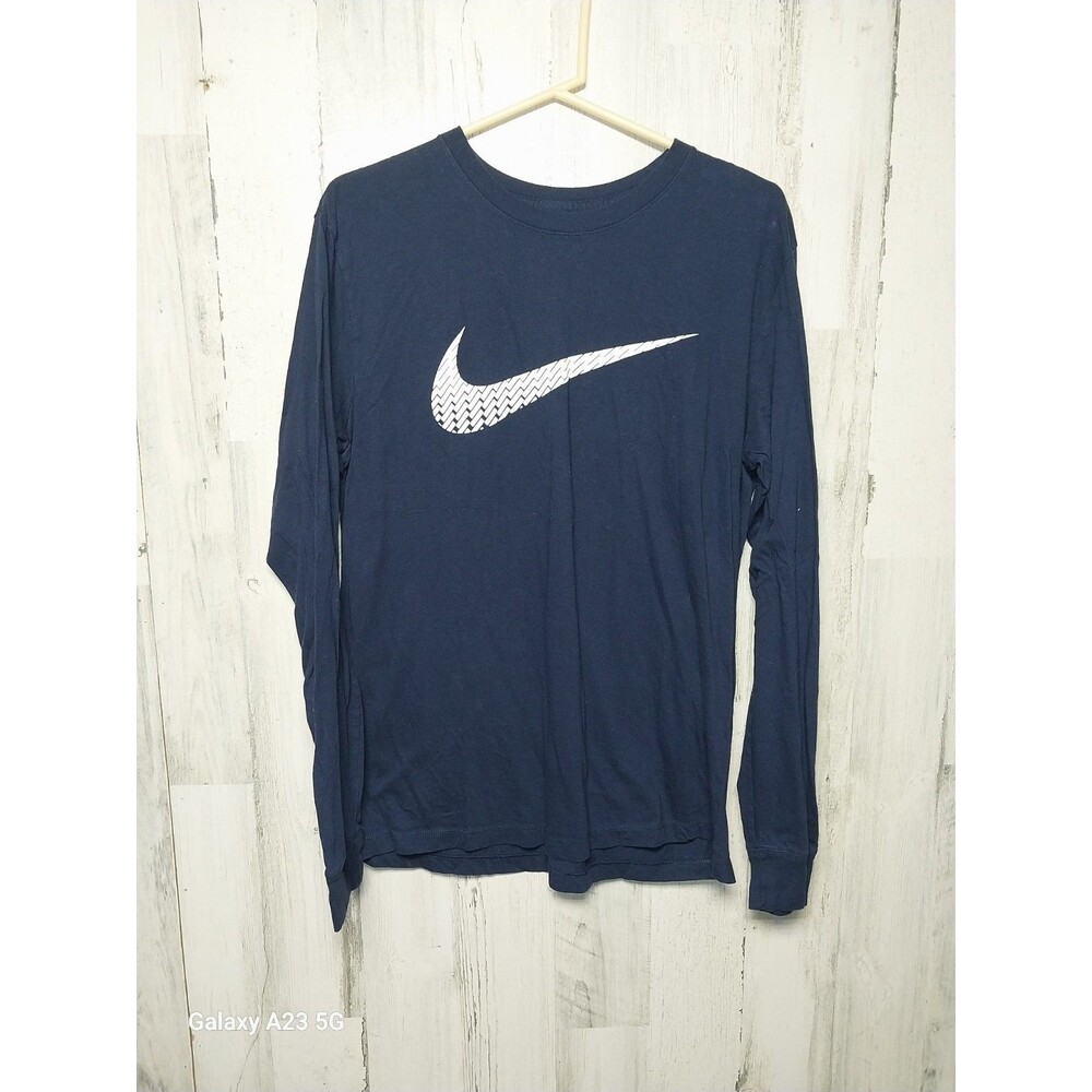 NIKE SPORTSWEAR "Power UP Swoosh LS Tee" MEN'S NAVY T-SHIRT Medium FD6656-419